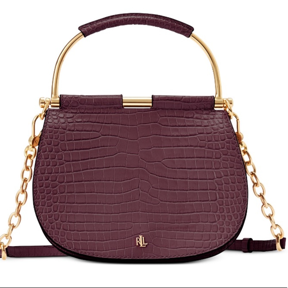 Ralph Lauren Mason Croc-Embossed Leather Satchel